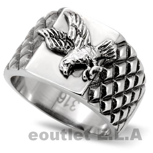 EAGLE SOLID STAINLESS STEEL MENS BAND RING-5 sizes